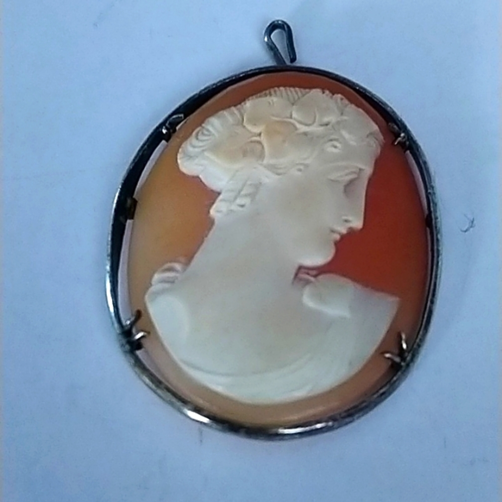 Antique Cameo Silver Pendant